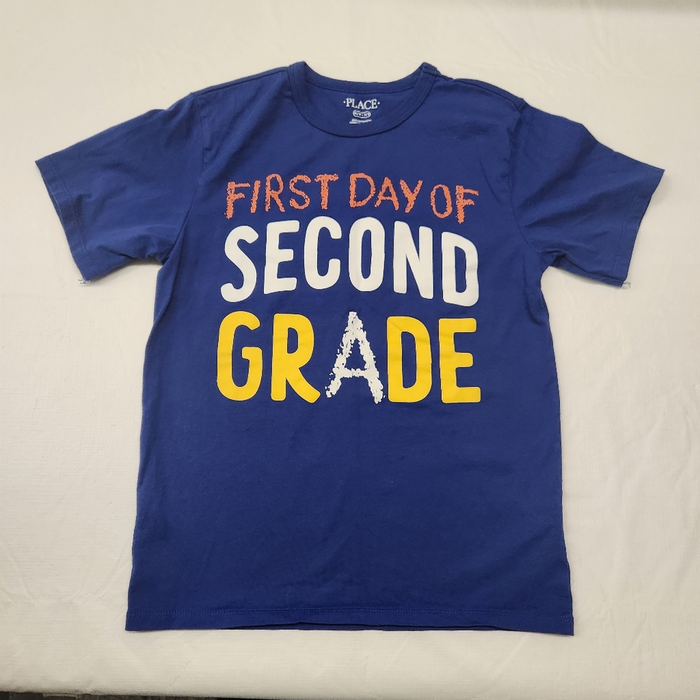 Childrens place blue first day of second grade shirt
